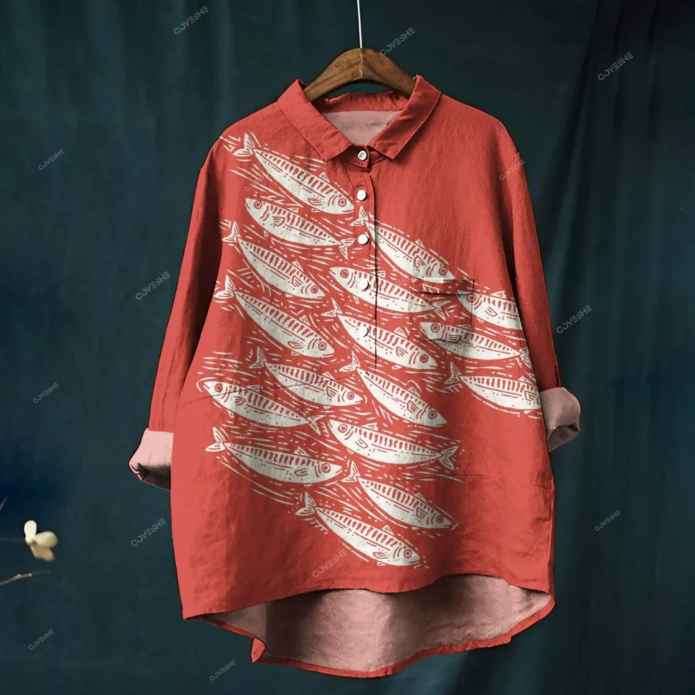 Women's Fish Printed Casual Shirt