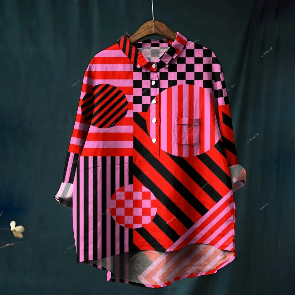 Women's Colorful Geometry Printed Casual Shirt