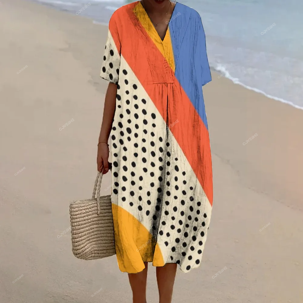 Women's Colorblock Printed Flowy Dress
