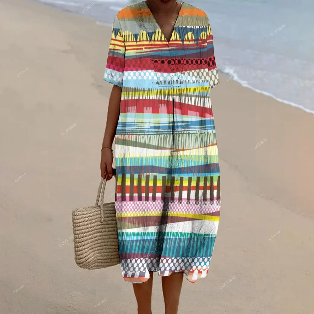 Women's Abstract Geometry Printed Flowy Dress
