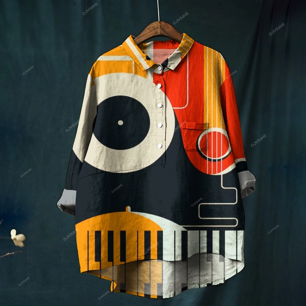 Women's Abstract Geometry Printed Casual Shirt