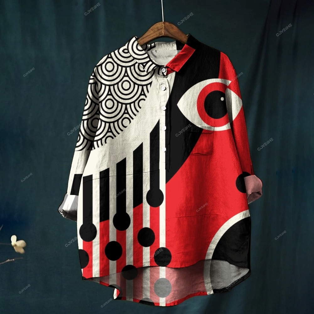 Women's Abstract Geometry Printed Casual Shirt