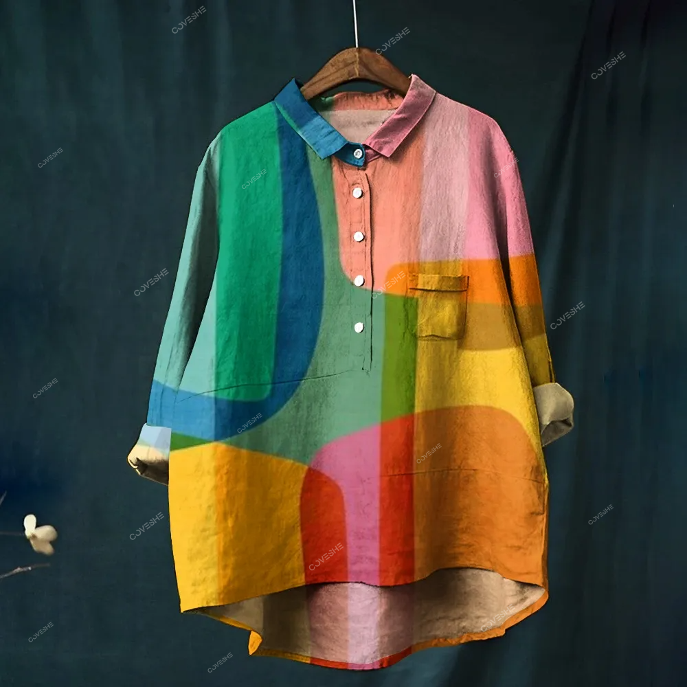 Women's Colorblock Printed Casual Shirt