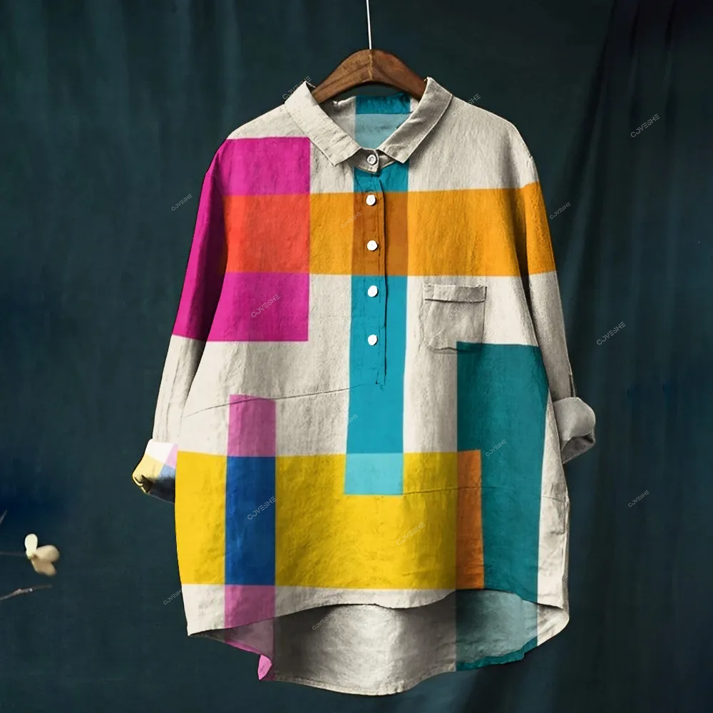 Women's Colorblock Printed Casual Shirt