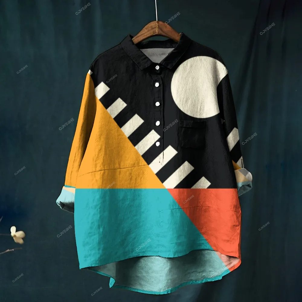 Women's Colorful Geometry Printed Casual Shirt