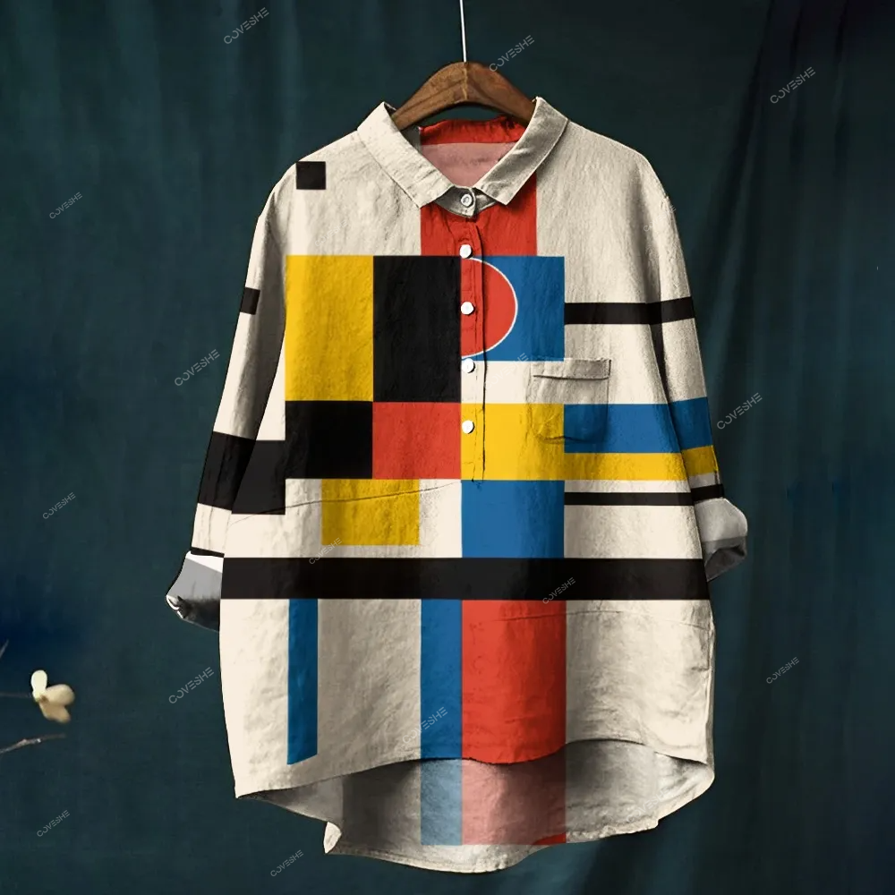 Women's Colorful Geometry Printed Casual Shirt