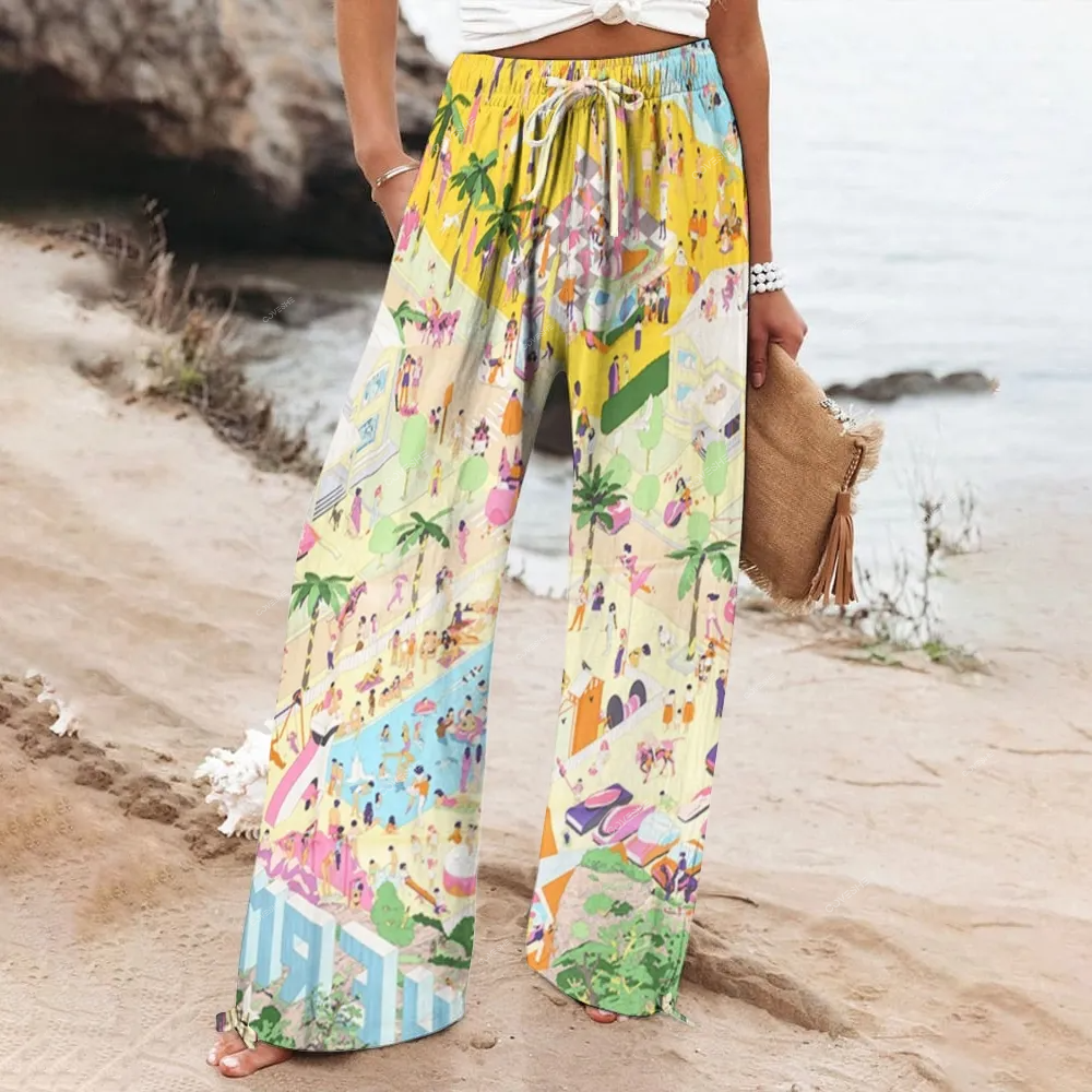 Women's Wide Leg Casual Holiday Beach Printed Pants