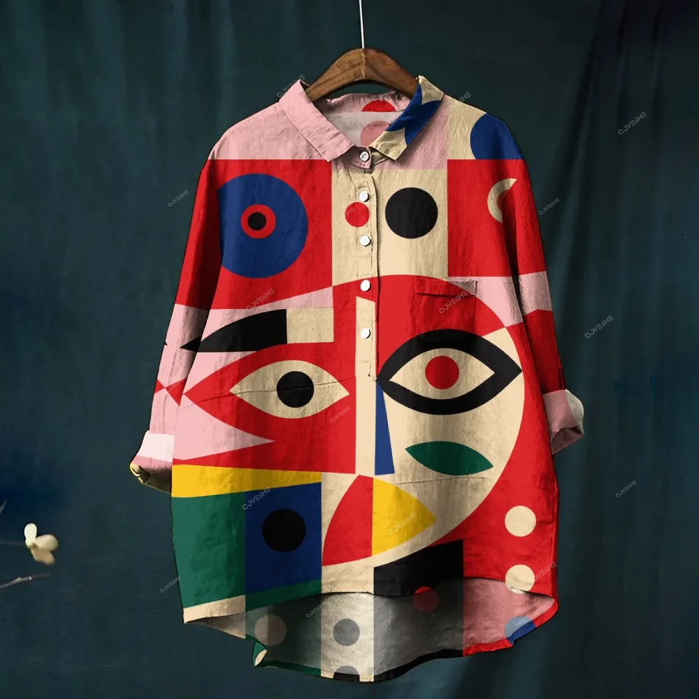 Women's Geometric Eyes Printed Casual Shirt