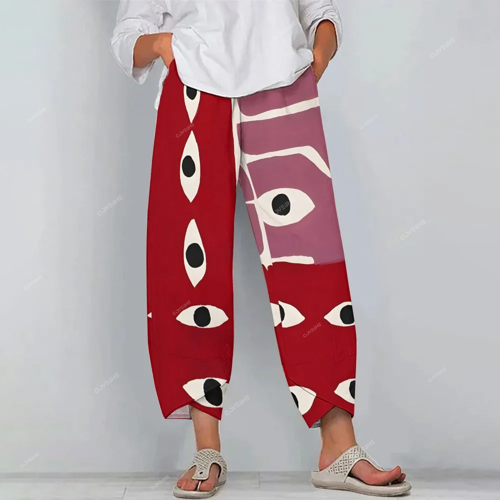 Women's Casual Abstract Art Eyes Printed Pants