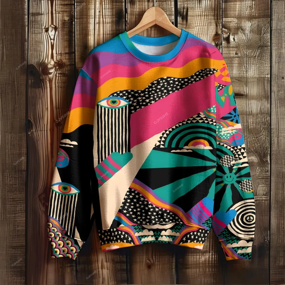 Unisex Abstract Art Geometry Printed Sweatshirt