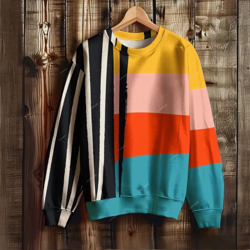 Unisex Geometric Stripes Printed Sweatshirt