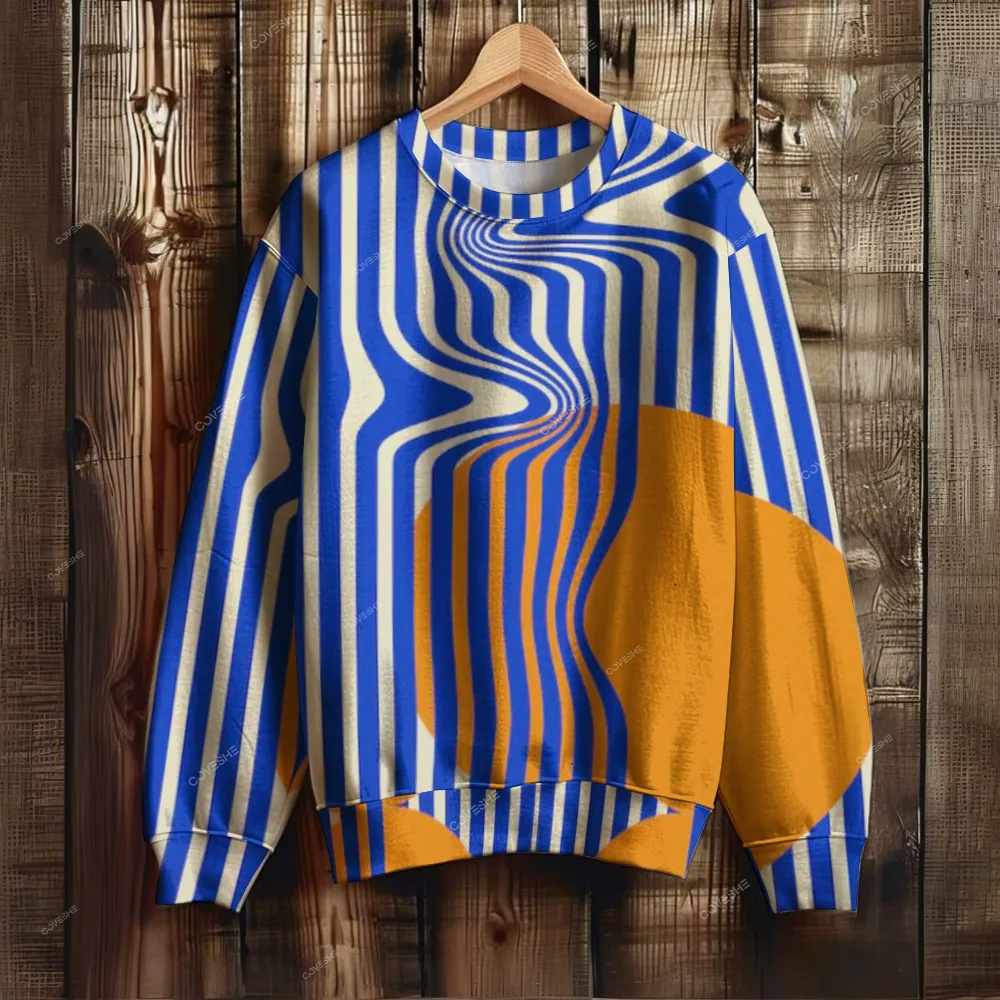 Unisex Geometric Stripes Printed Sweatshirt