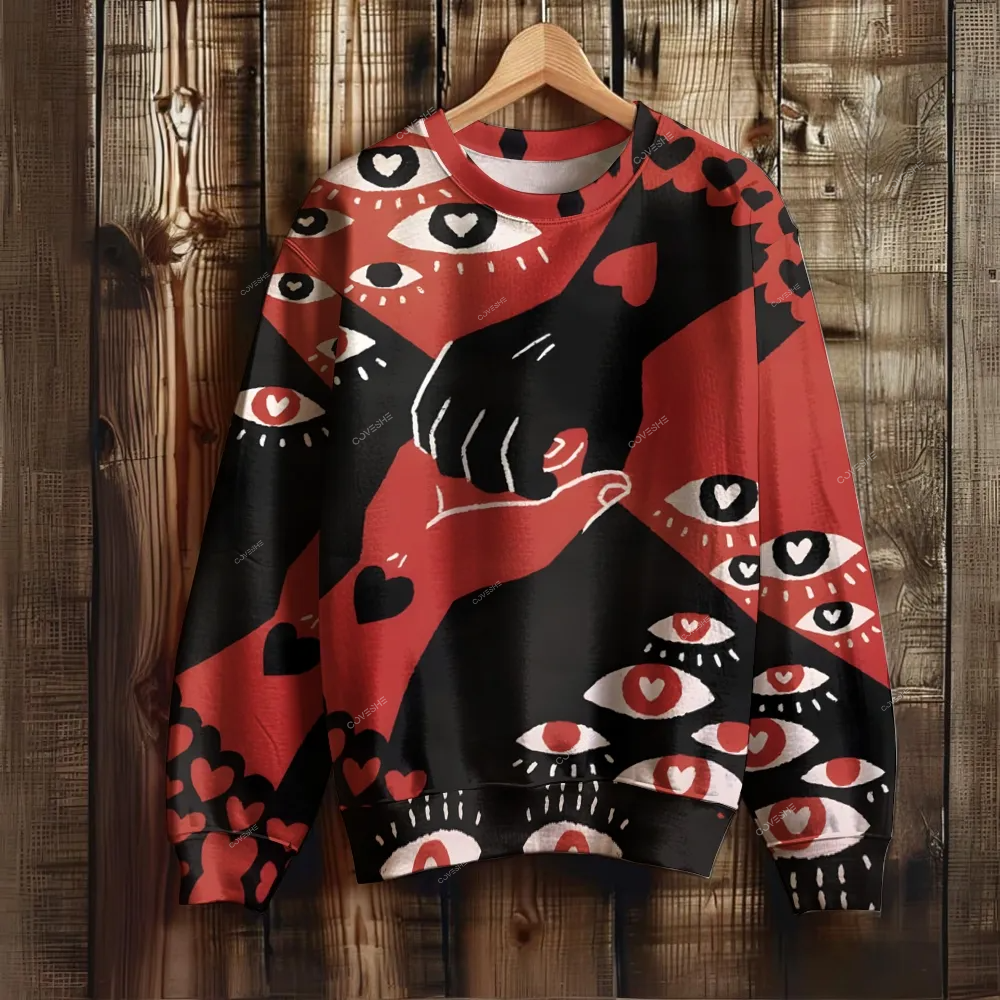 Unisex Abstract Art Eyes Printed Sweatshirt