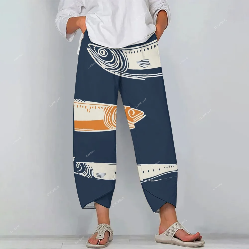 Women's Casual Sardines Printed Pants
