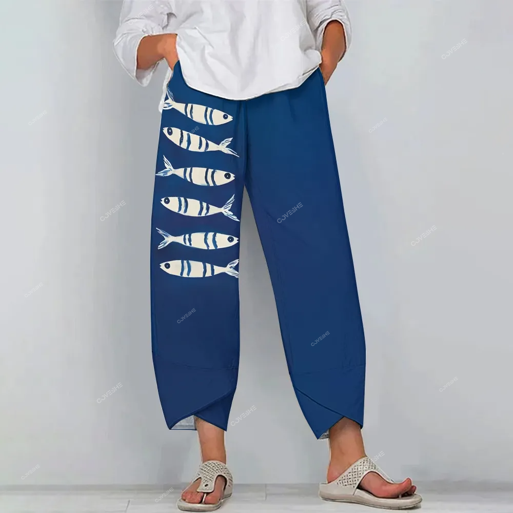 Women's Casual Sardines Printed Pants