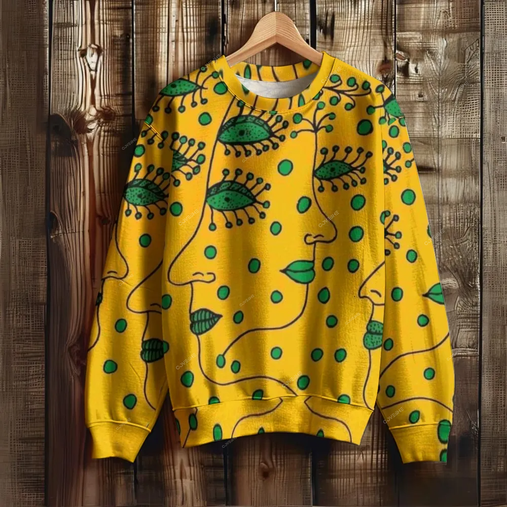 Unisex Abstract Art Face Printed Sweatshirt