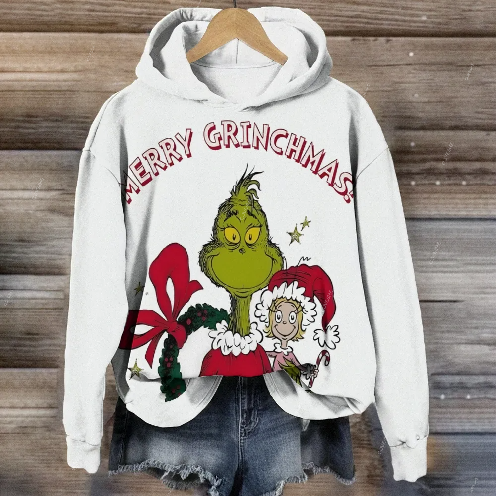 Women's Casual Christmas Printed Long Sleeve Hoodie