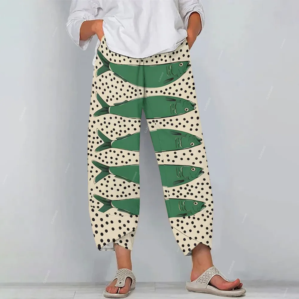 Women's Casual Sardines Printed Pants