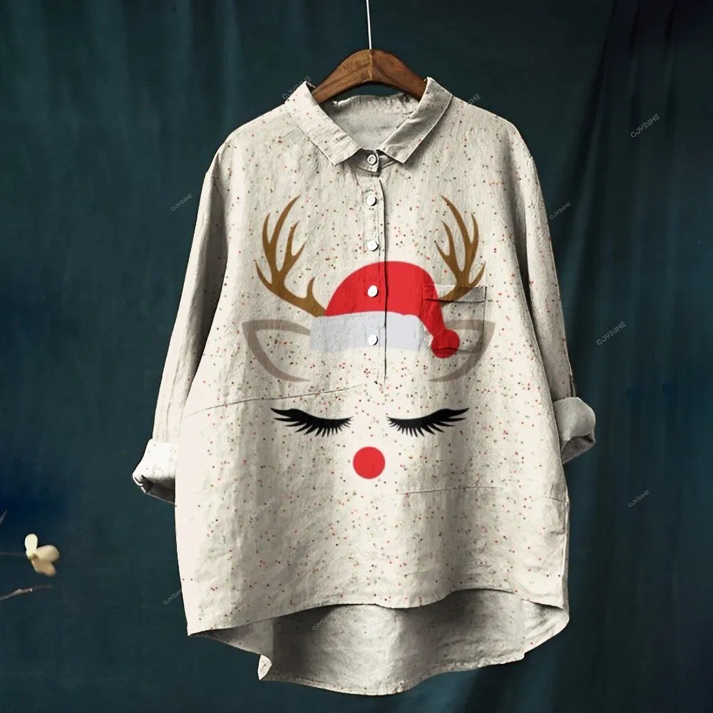 Women's Christmas Cute Elk Printed Casual Shirt