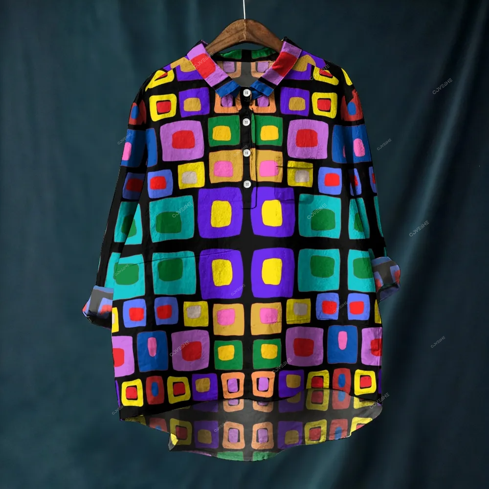 Women's Geometry Printed Casual Long Sleeve Shirt