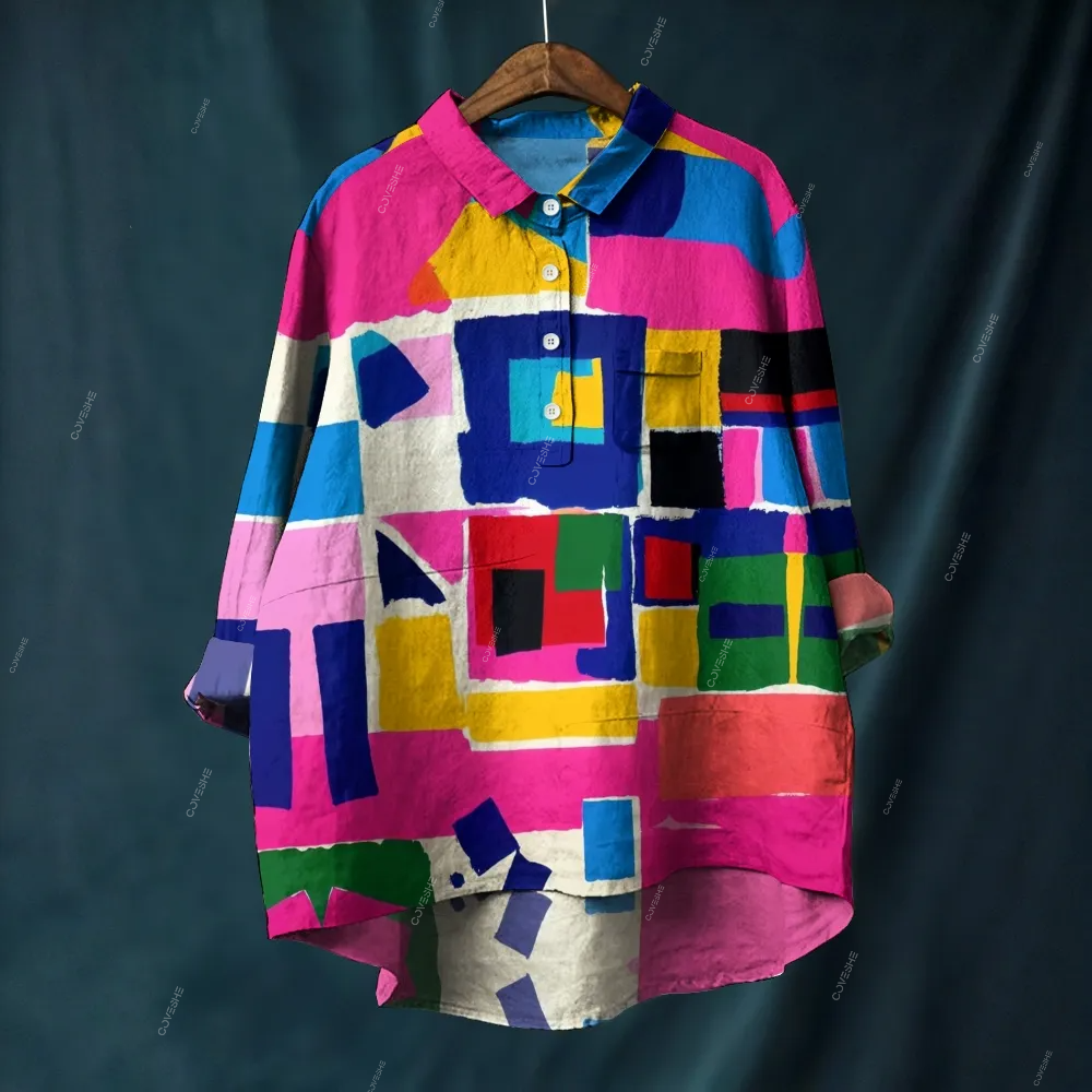 Women's Geometry Printed Casual Long Sleeve Shirt