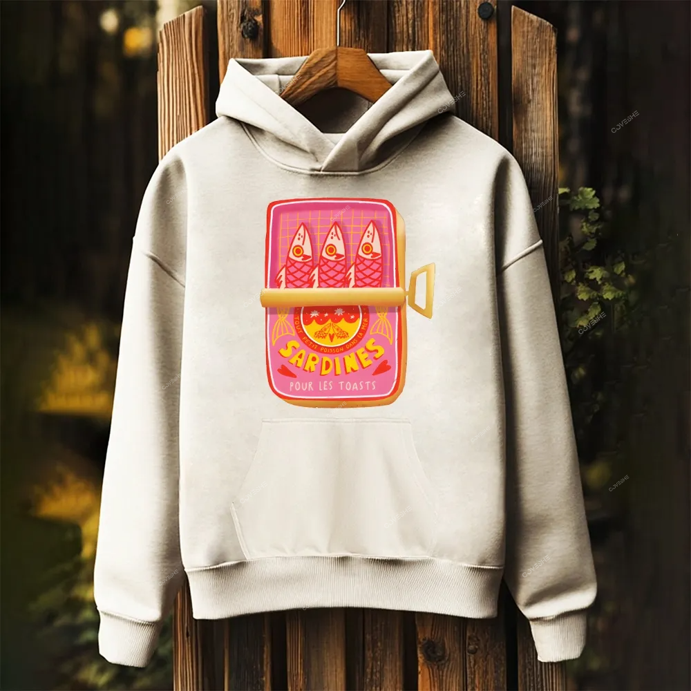 Unisex Sardines Printed Long Sleeve Hoodie