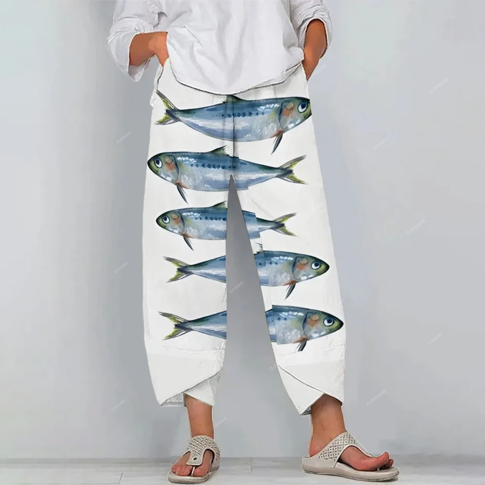 Women's Casual Sardines Printed Pants