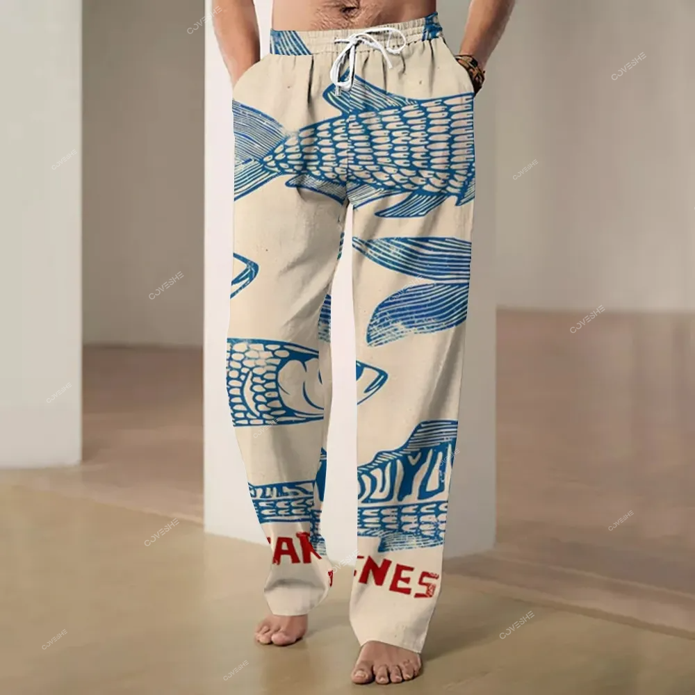 Men's Sardines Printed Casual Trousers