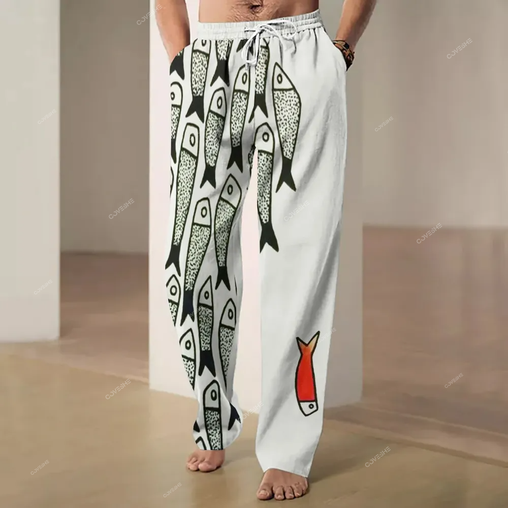 Men's Sardines Printed Casual Trousers