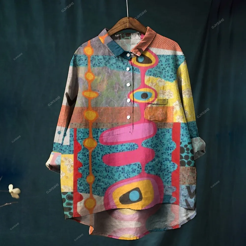 Women's Abstract Art Printed Casual Shirt