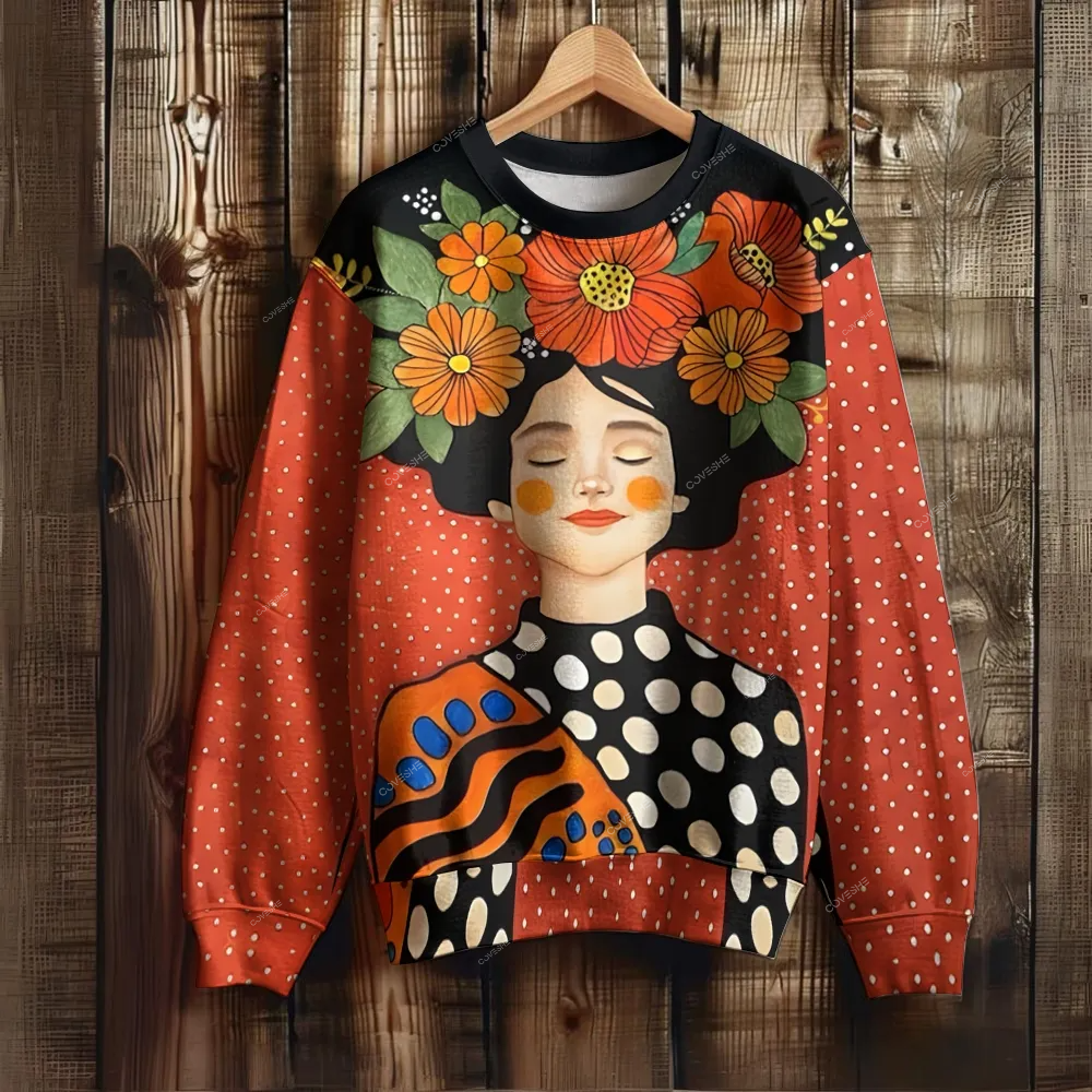 Unisex Artistic Portrait Printed Sweatshirt