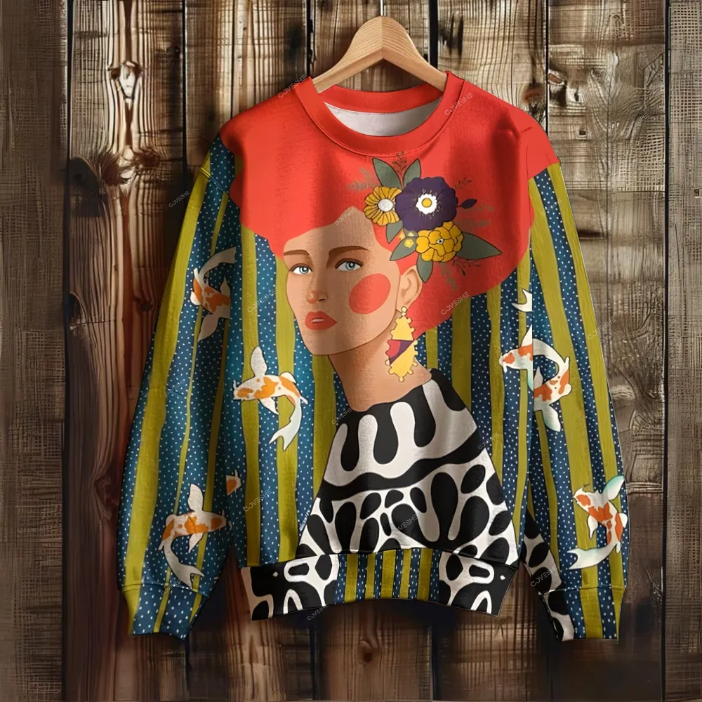 Unisex Artistic Portrait Printed Sweatshirt