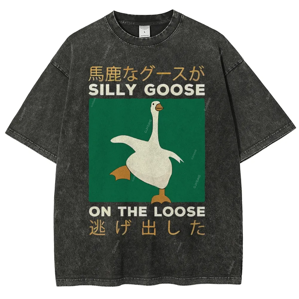 Unisex Loose Printed Washed Tee