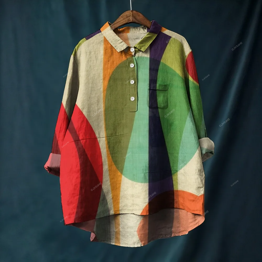 Women's Geometry Printed Casual Long Sleeve Shirt