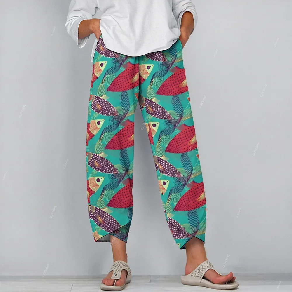 Women's Casual Vintage Fish Printed Pants