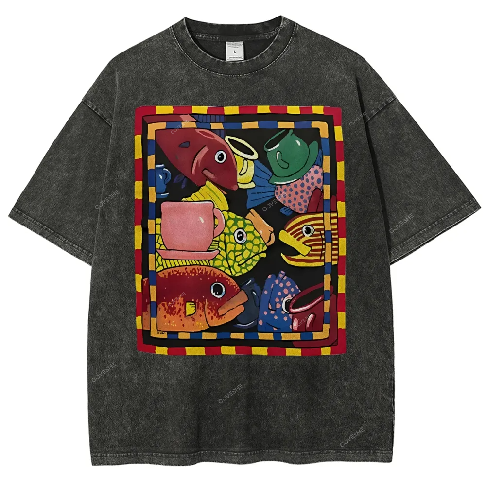 Sea Portrait Art Design Unisex Washed T-shirt