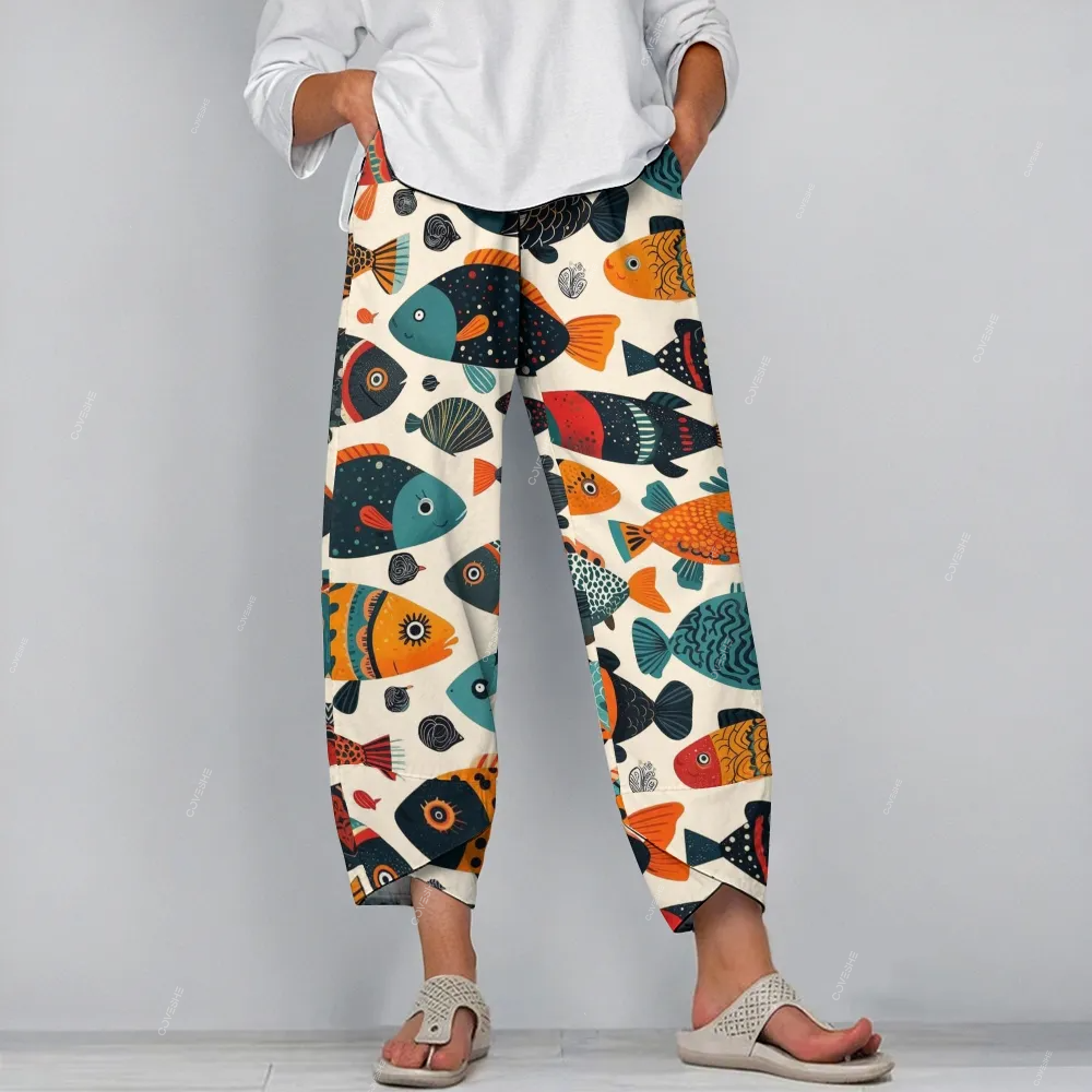 Women's Casual Colorful Fish Printed Pants