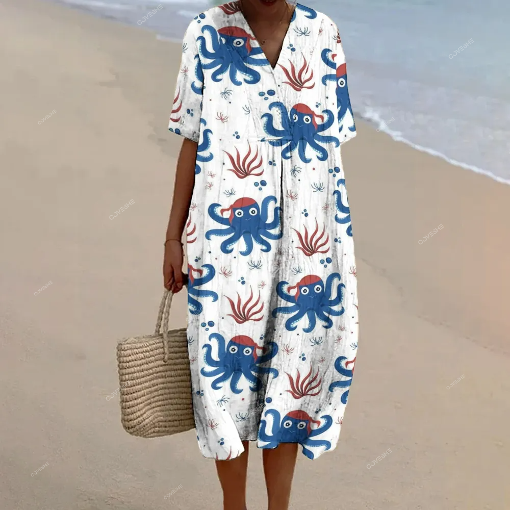 Women's Octopus Printed Flowy Dress