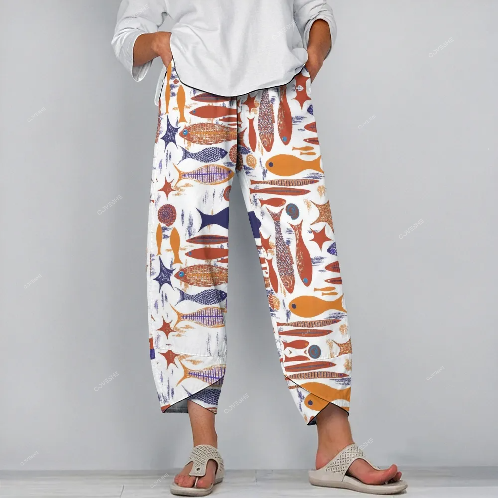 Women's Casual Vintage Fish Printed Pants