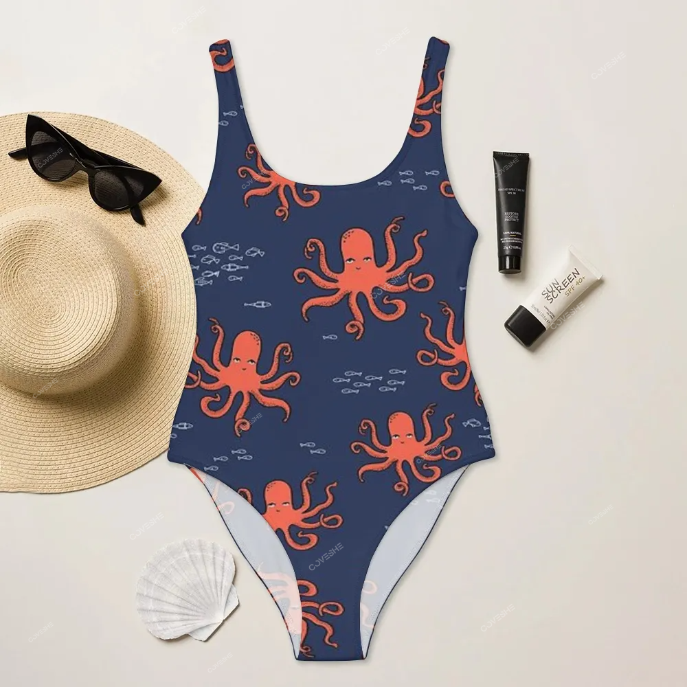 Octopus Printed One Piece Swimsuit
