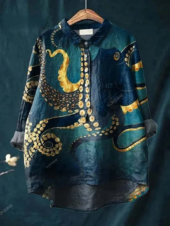 Women's Octopus  Art Print Casual   Shirt