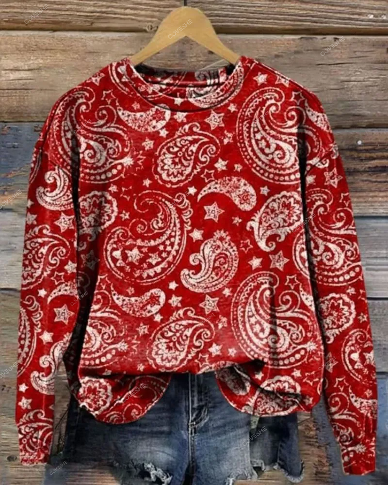 Vintage Western  Valentine's Day Print Casual  Sweatshirt