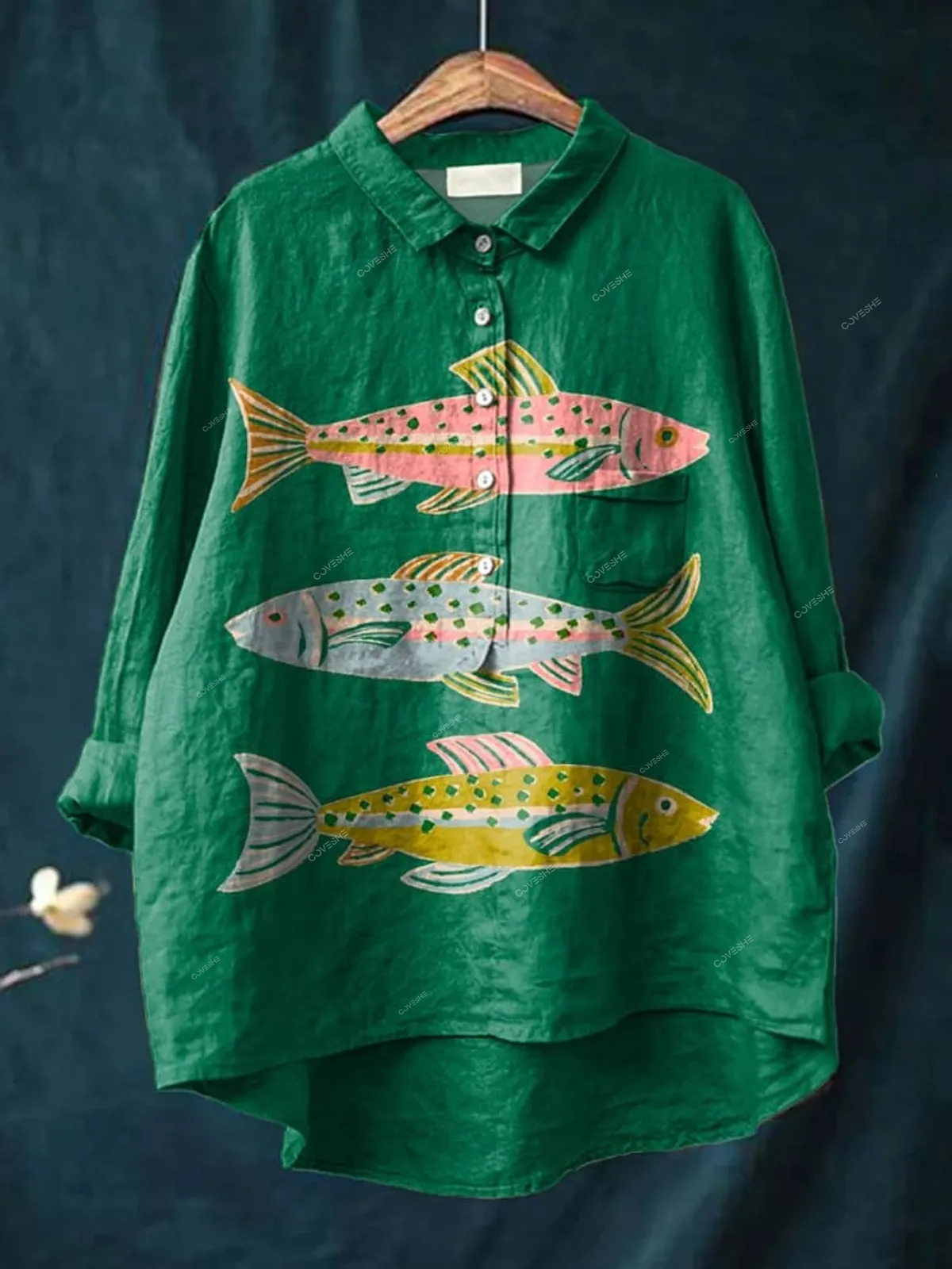 Women's Fish Art Print Casual Shirt