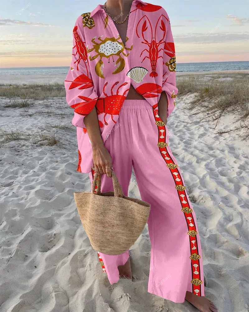 Chic Undersea World Print Two-Piece Set