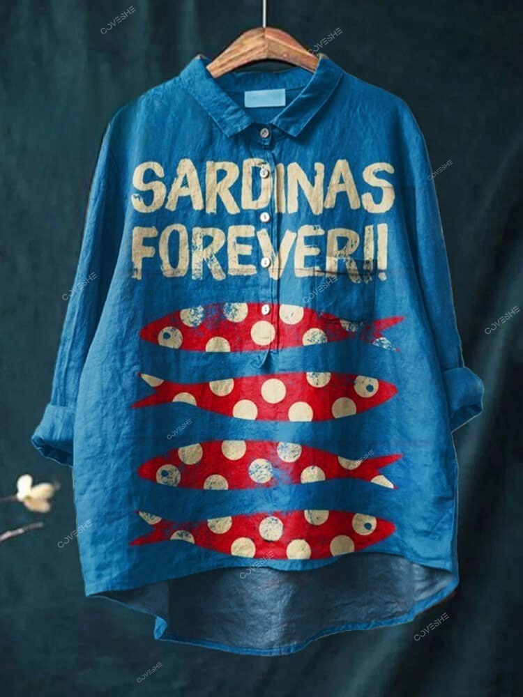 Women's Sanrdinas Forever Fish Art Print Casual   Shirt