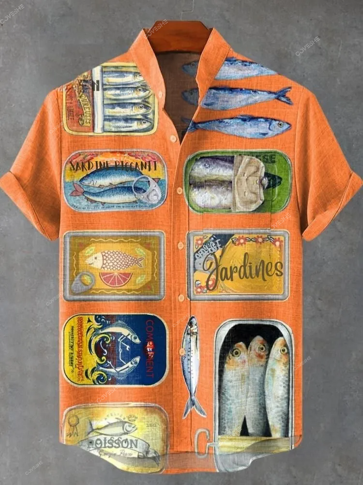 Men'sVarious Canned Fish Decorative Patterns Casual Shirt