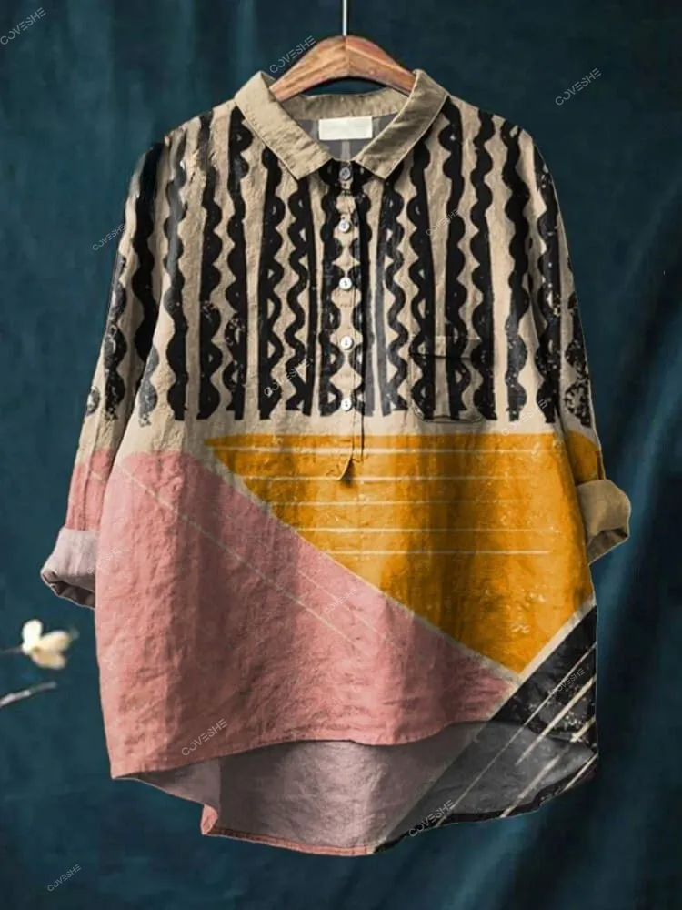 Women's Abstract Print Art Casual   Shirt