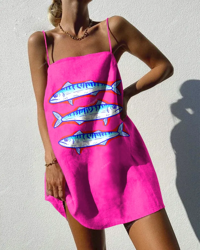 Vintage sardine print mini dress