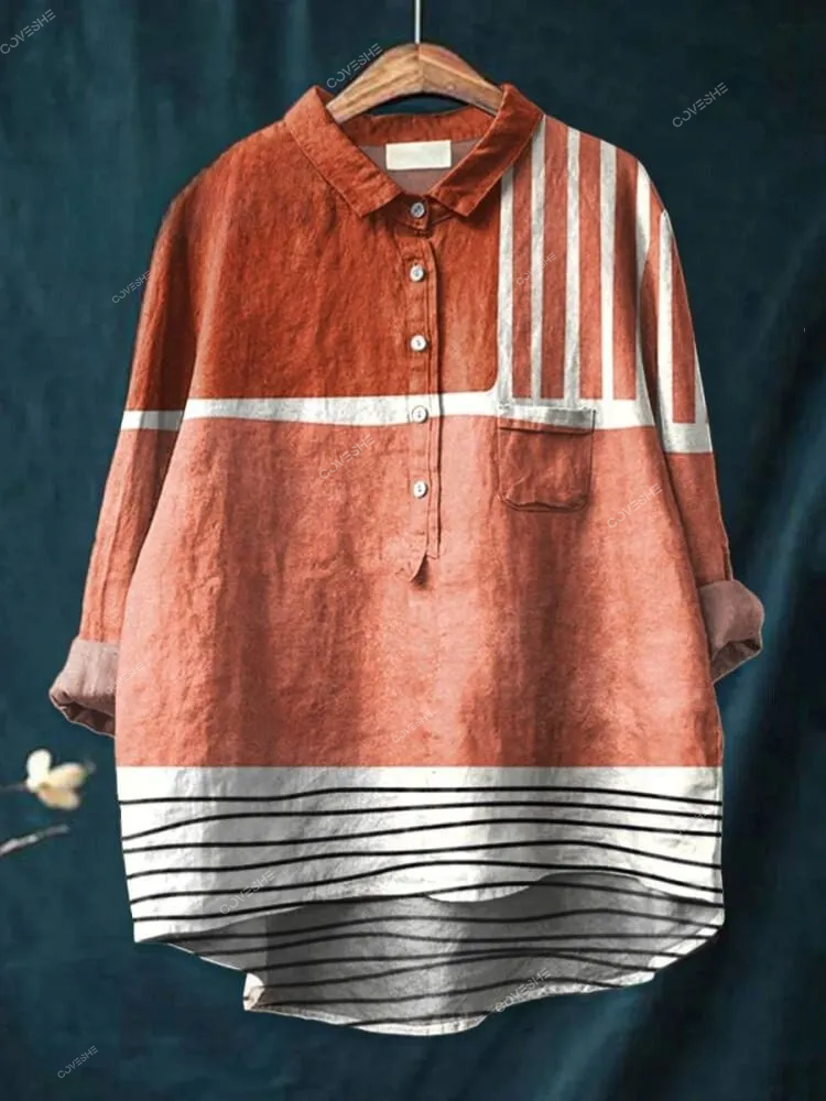 Women's  Abstract Geometric  Art  Print Casual   Shirt