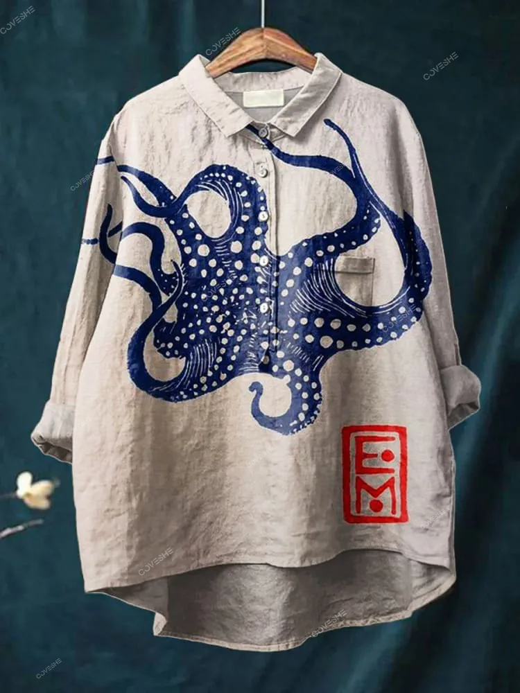 Women's Octopus  Art Print Casual   Shirt